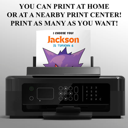 Gengar Birthday Party Invitation Template | Pokemon Invite - CreativeRino