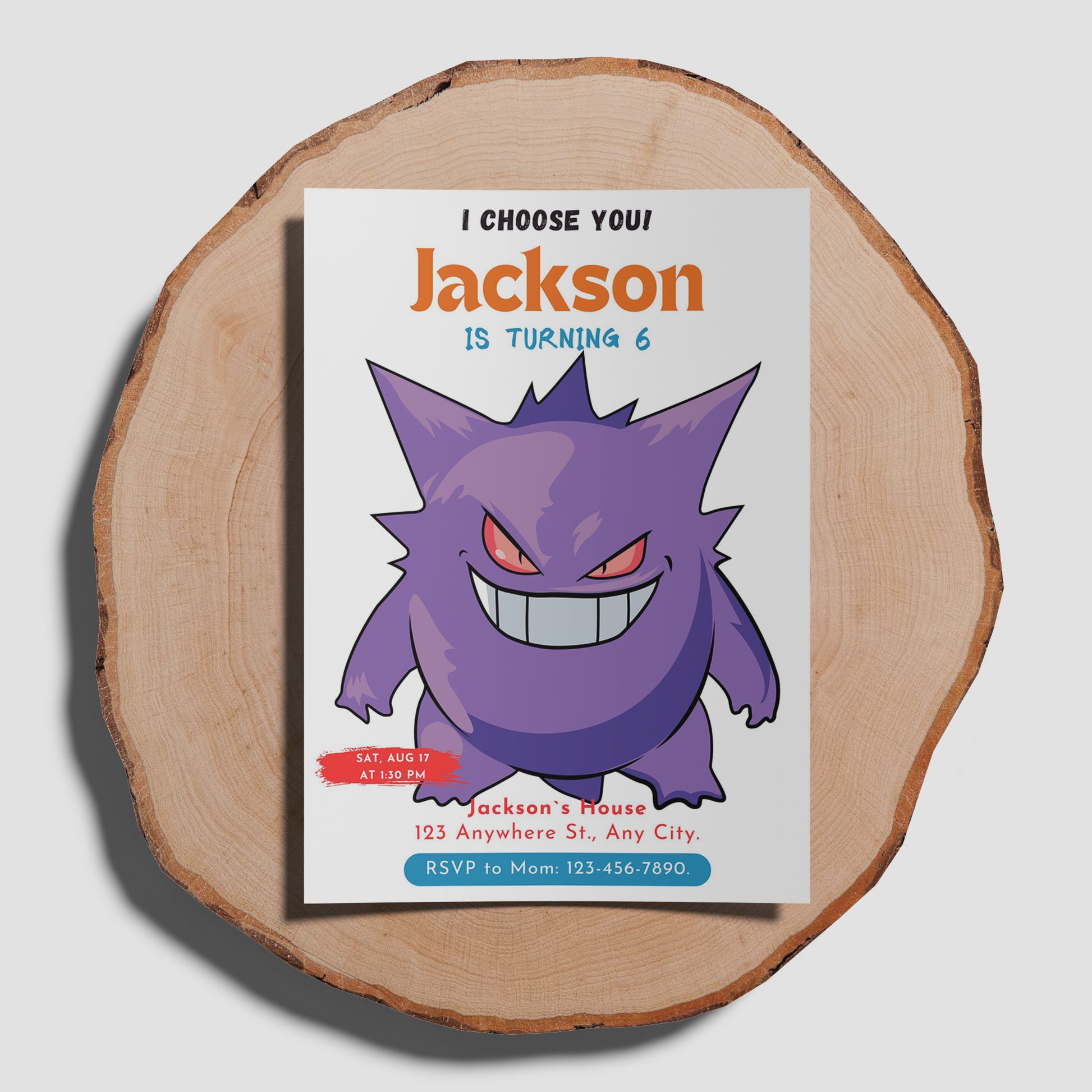 Gengar Birthday Party Invitation Template | Pokemon Invite - CreativeRino
