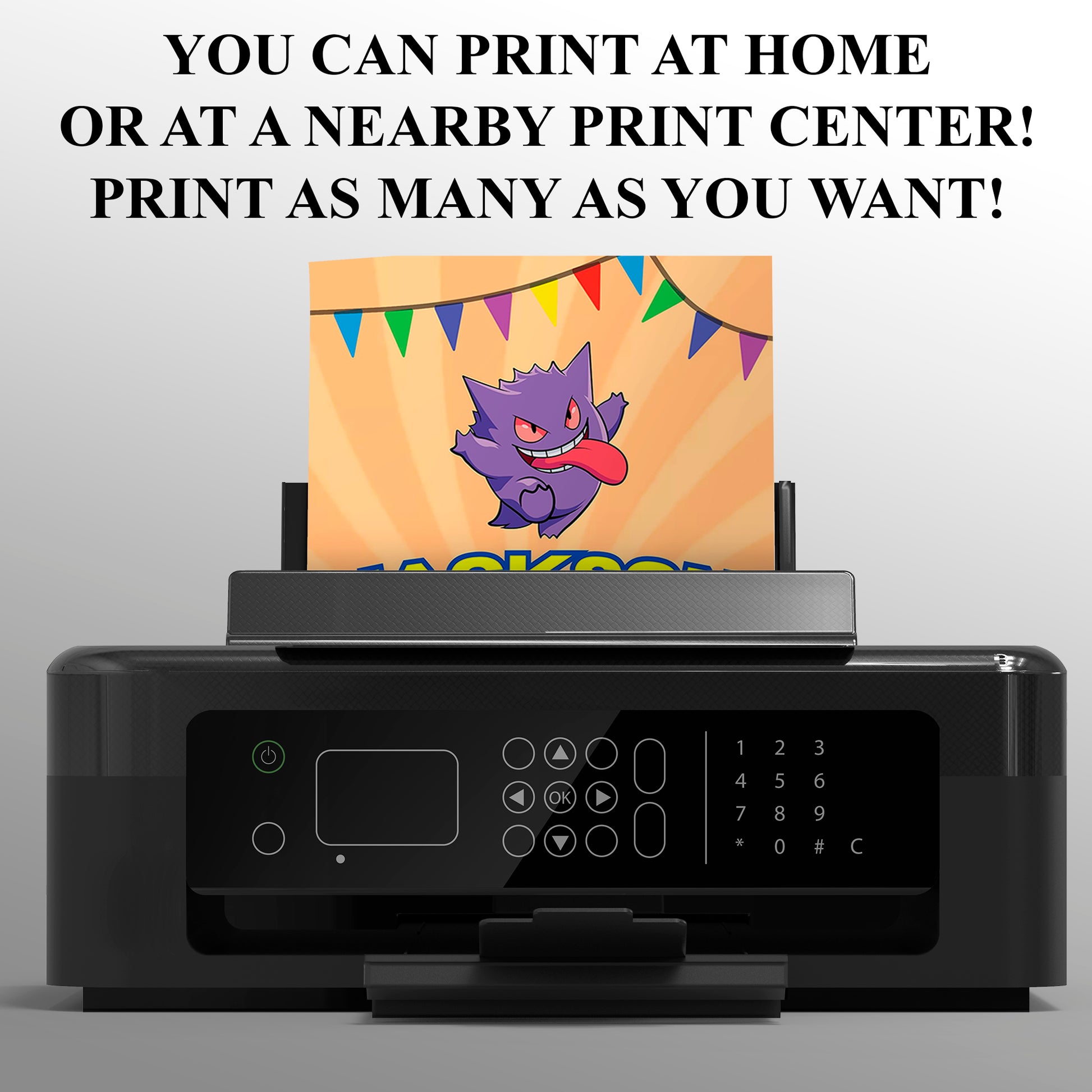 Gengar Pokemon Birthday Party Invitation Template - CreativeRino