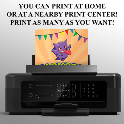 Gengar Pokemon Birthday Party Invitation Template - CreativeRino