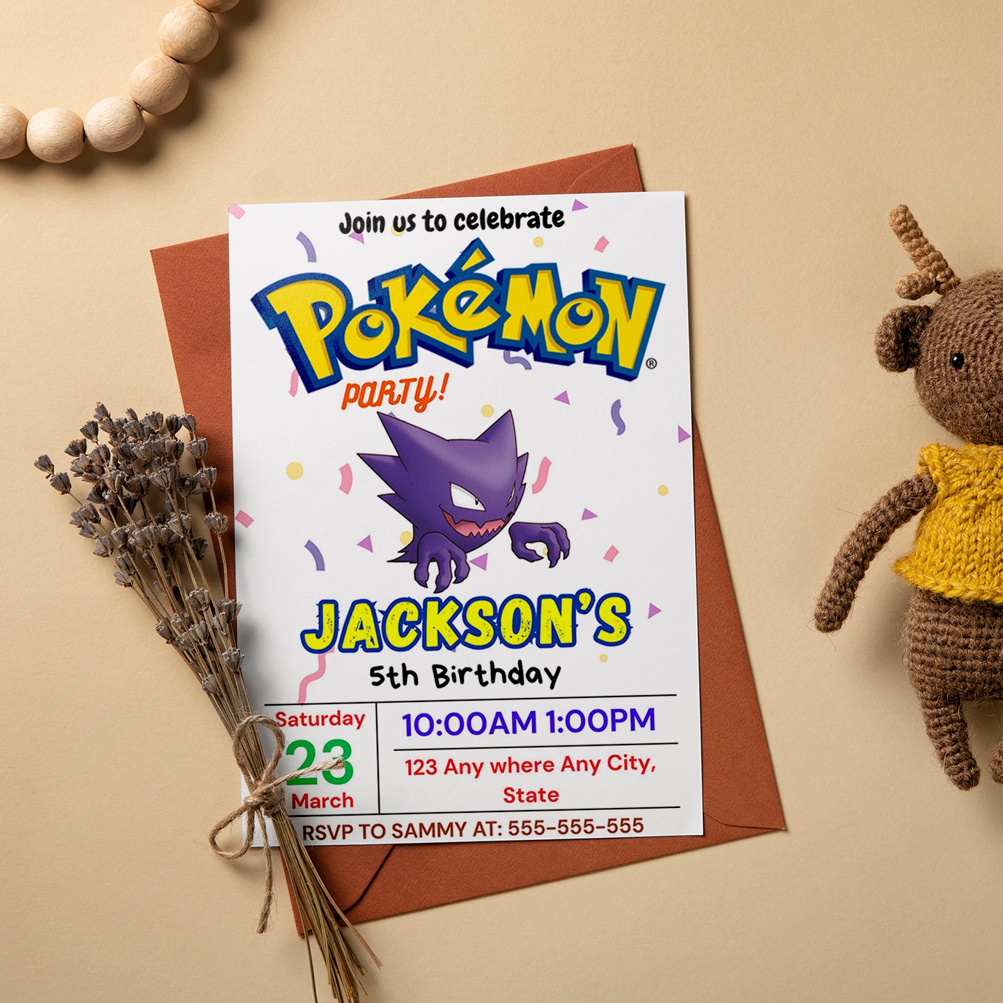Gengar Birthday Invitation Template | Pokemon Invite - CreativeRino