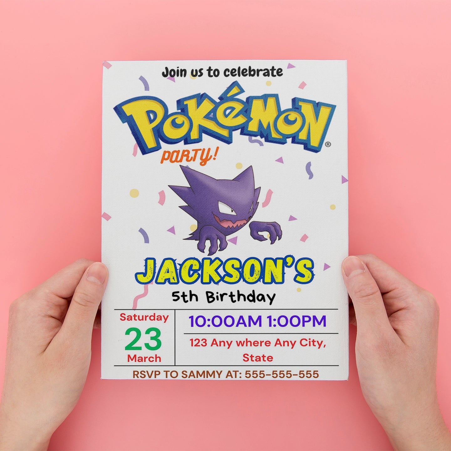 Gengar Birthday Invitation Template | Pokemon Invite - CreativeRino