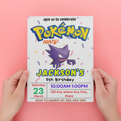 Gengar Birthday Invitation Template | Pokemon Invite - CreativeRino