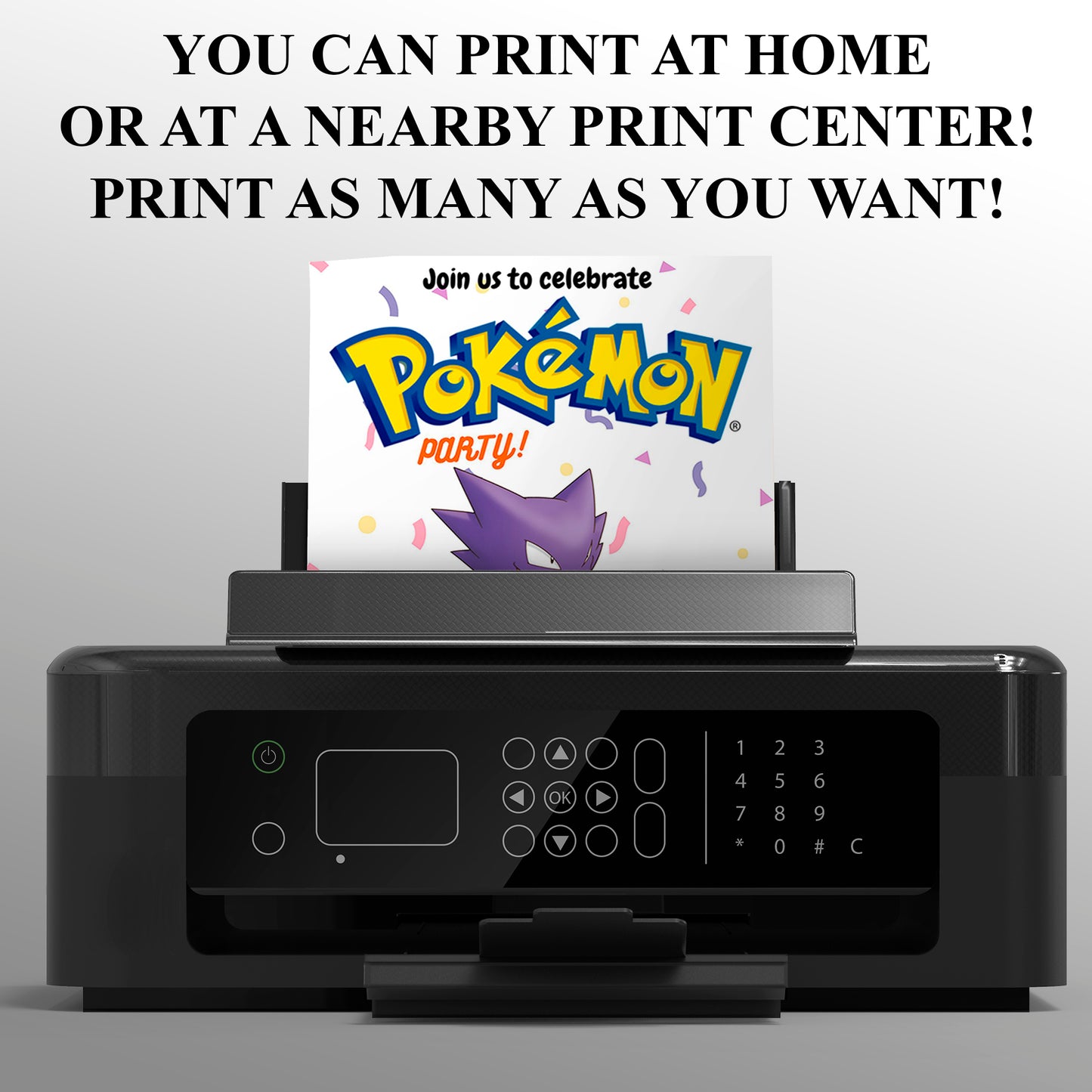 Gengar Birthday Invitation Template | Pokemon Invite - CreativeRino