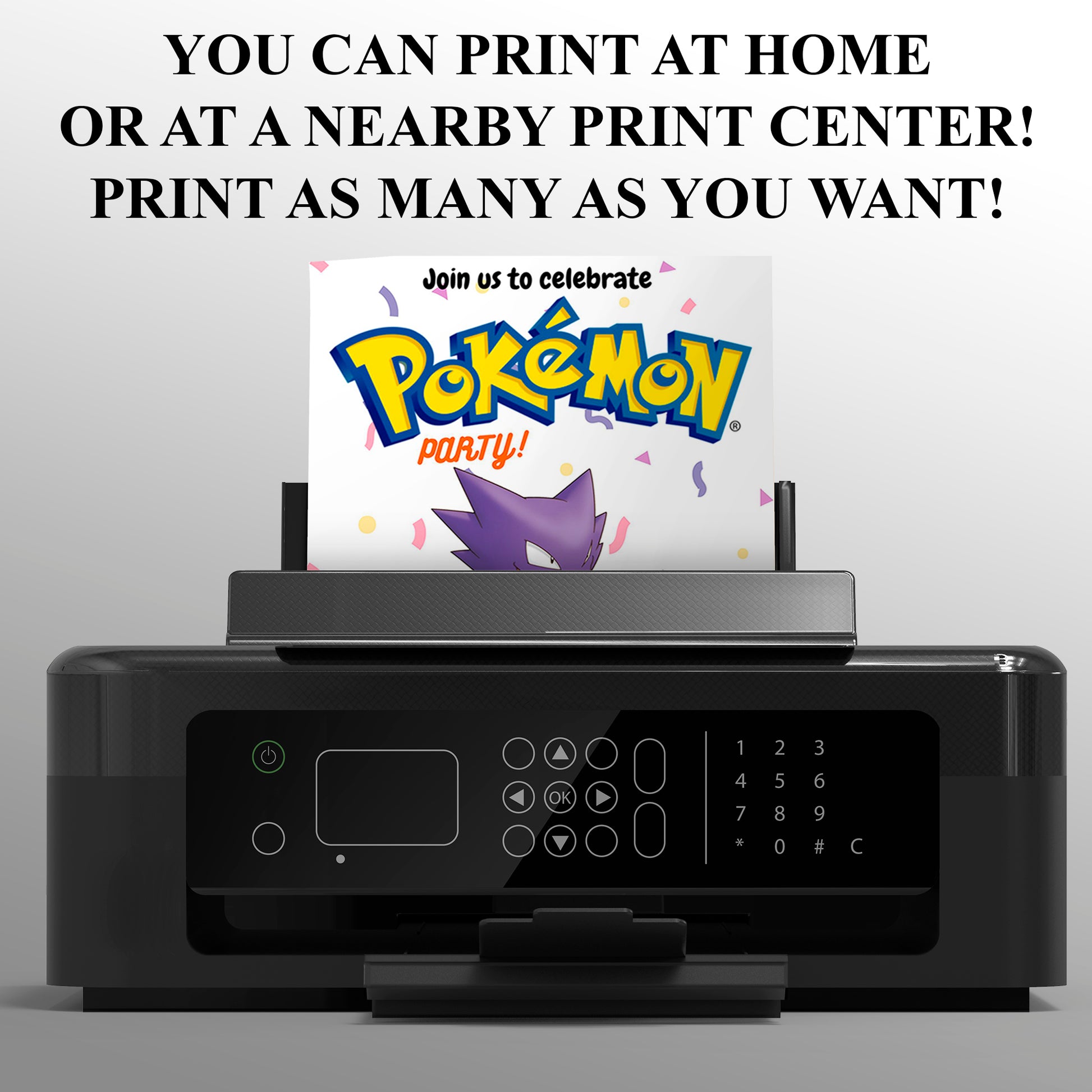 Gengar Birthday Invitation Template | Pokemon Invite - CreativeRino