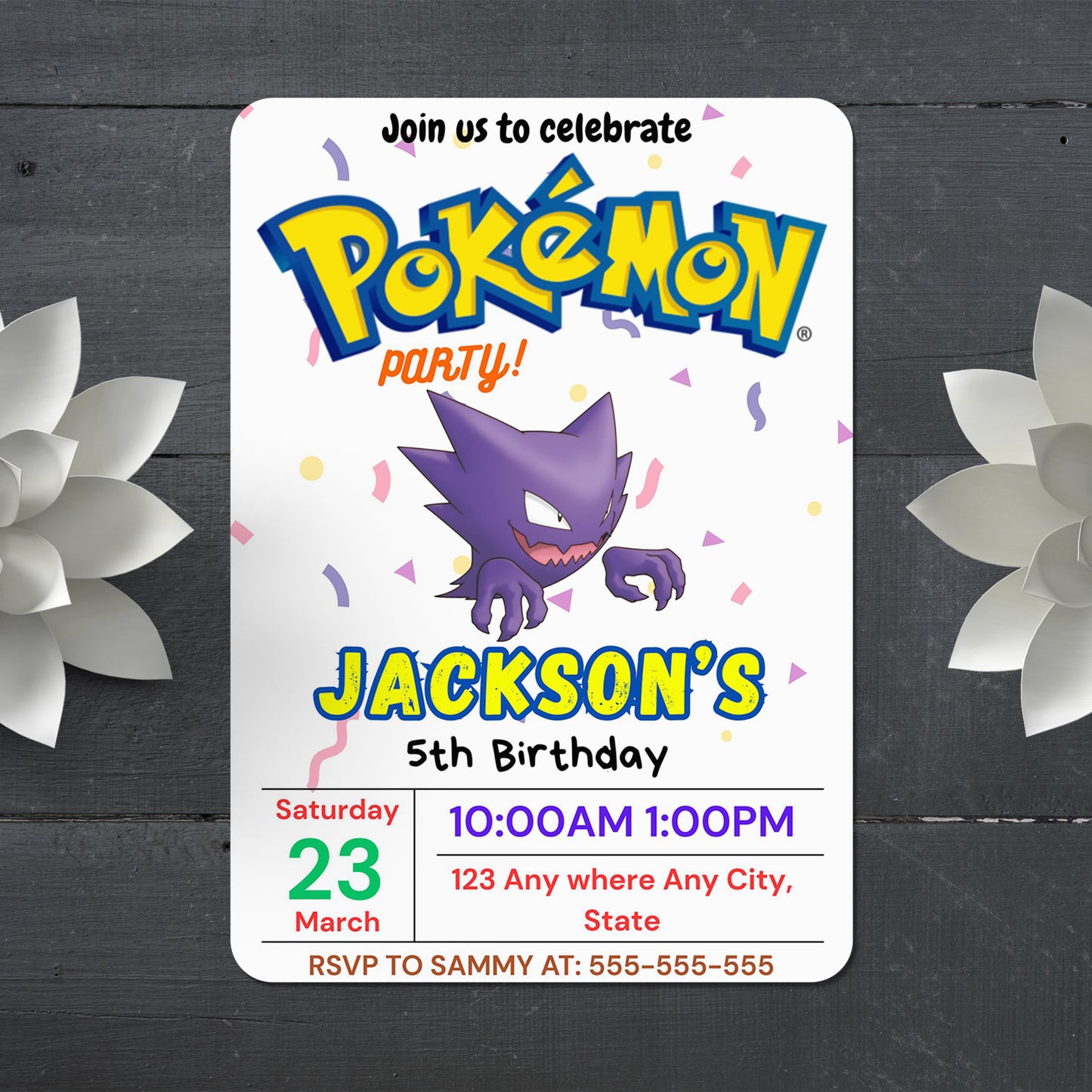 Gengar Birthday Invitation Template | Pokemon Invite - CreativeRino