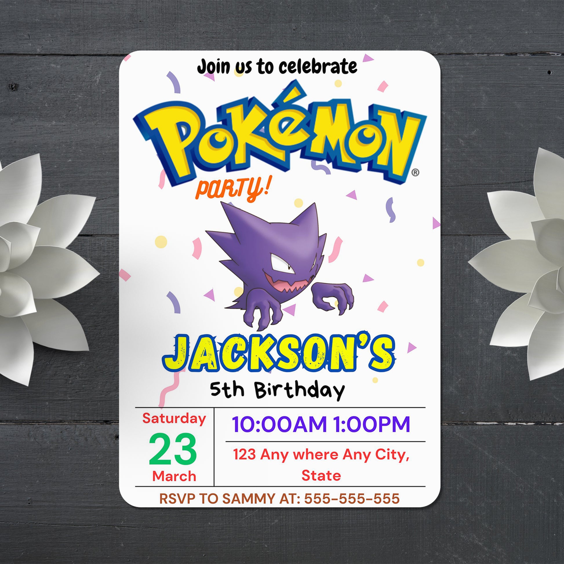 Gengar Birthday Invitation Template | Pokemon Invite - CreativeRino
