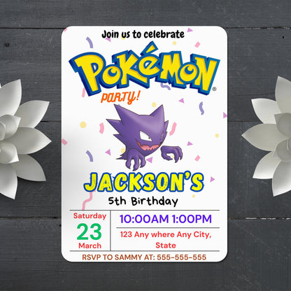 Gengar Birthday Invitation Template | Pokemon Invite - CreativeRino