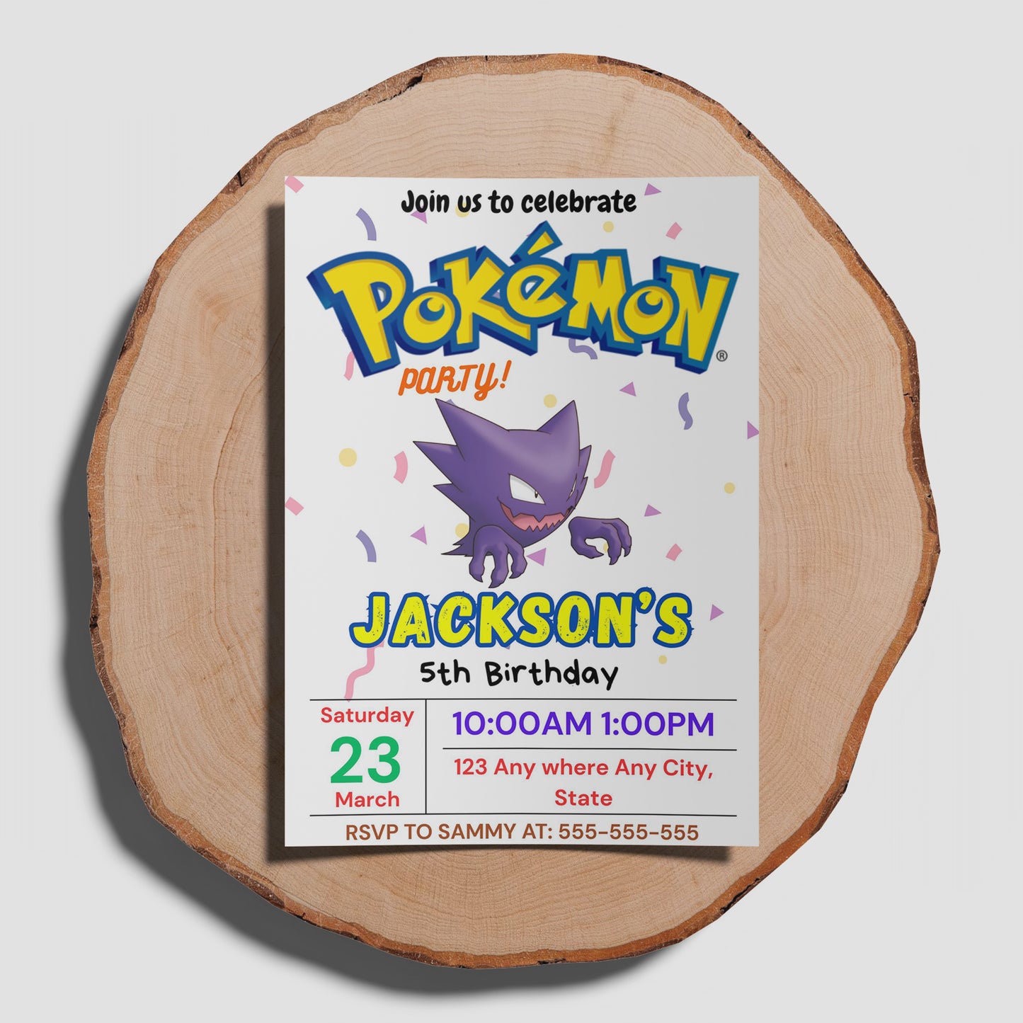 Gengar Birthday Invitation Template | Pokemon Invite - CreativeRino