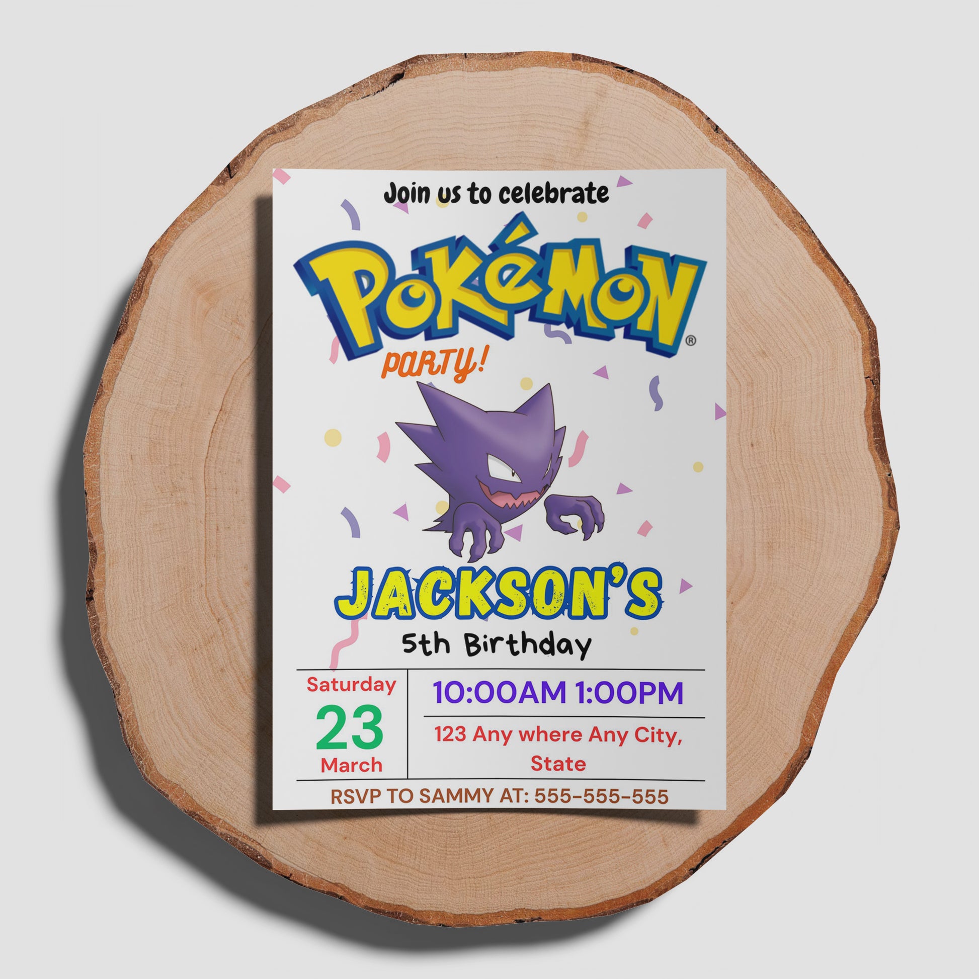 Gengar Birthday Invitation Template | Pokemon Invite - CreativeRino