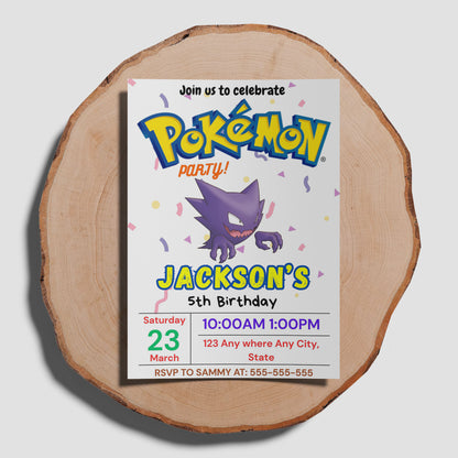 Gengar Birthday Invitation Template | Pokemon Invite - CreativeRino