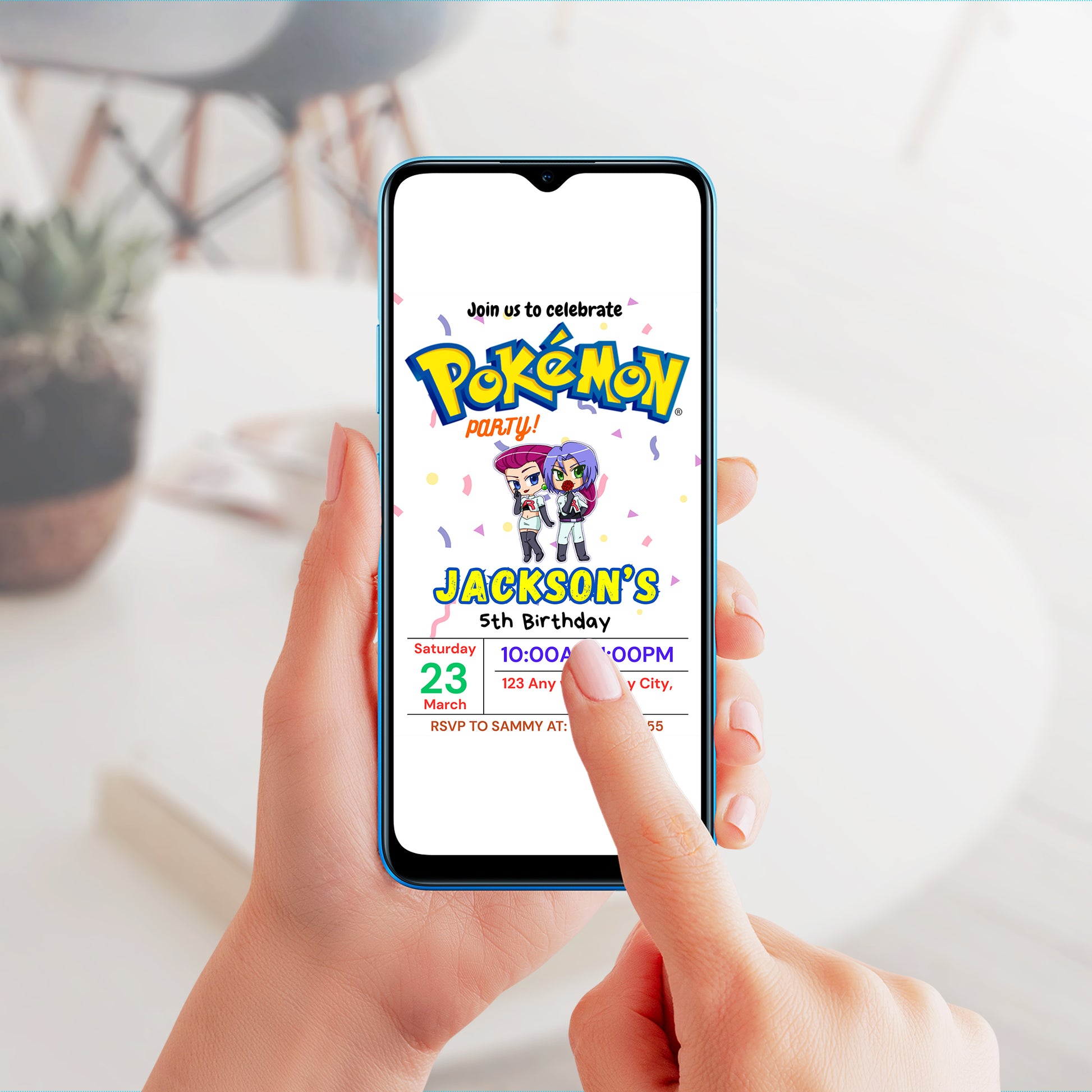 Jessie and James Pokemon Birthday Party Invitation Template | Pikachu Invite - CreativeRino