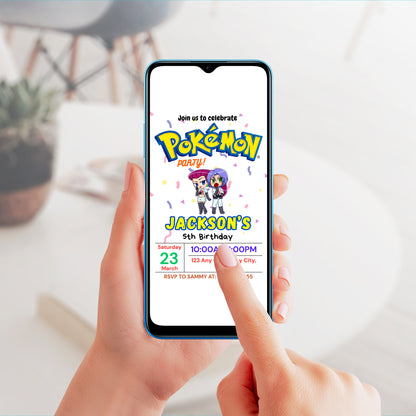 Jessie and James Pokemon Birthday Party Invitation Template | Pikachu Invite - CreativeRino