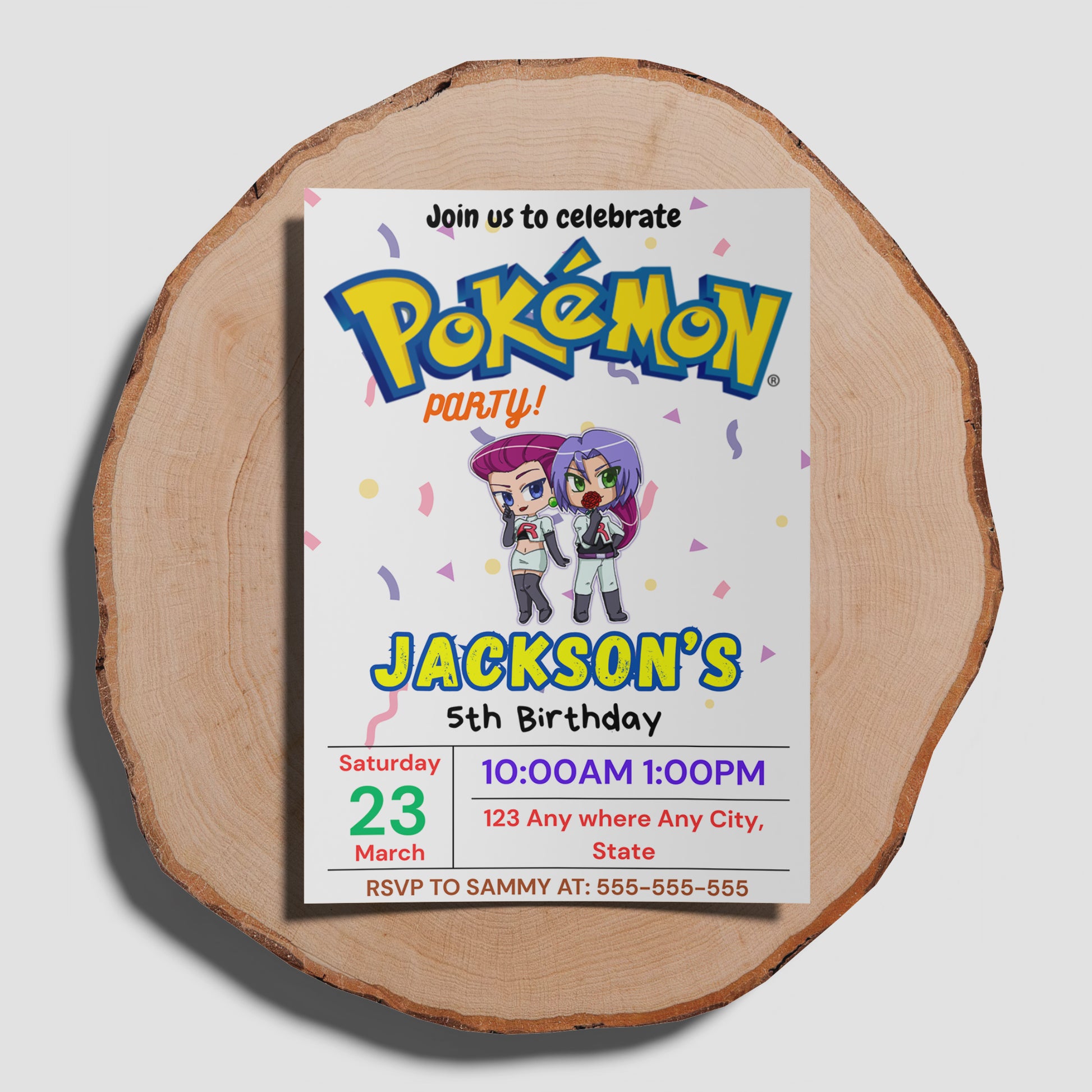 Jessie and James Pokemon Birthday Party Invitation Template | Pikachu Invite - CreativeRino