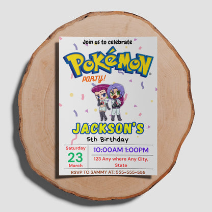 Jessie and James Pokemon Birthday Party Invitation Template | Pikachu Invite - CreativeRino