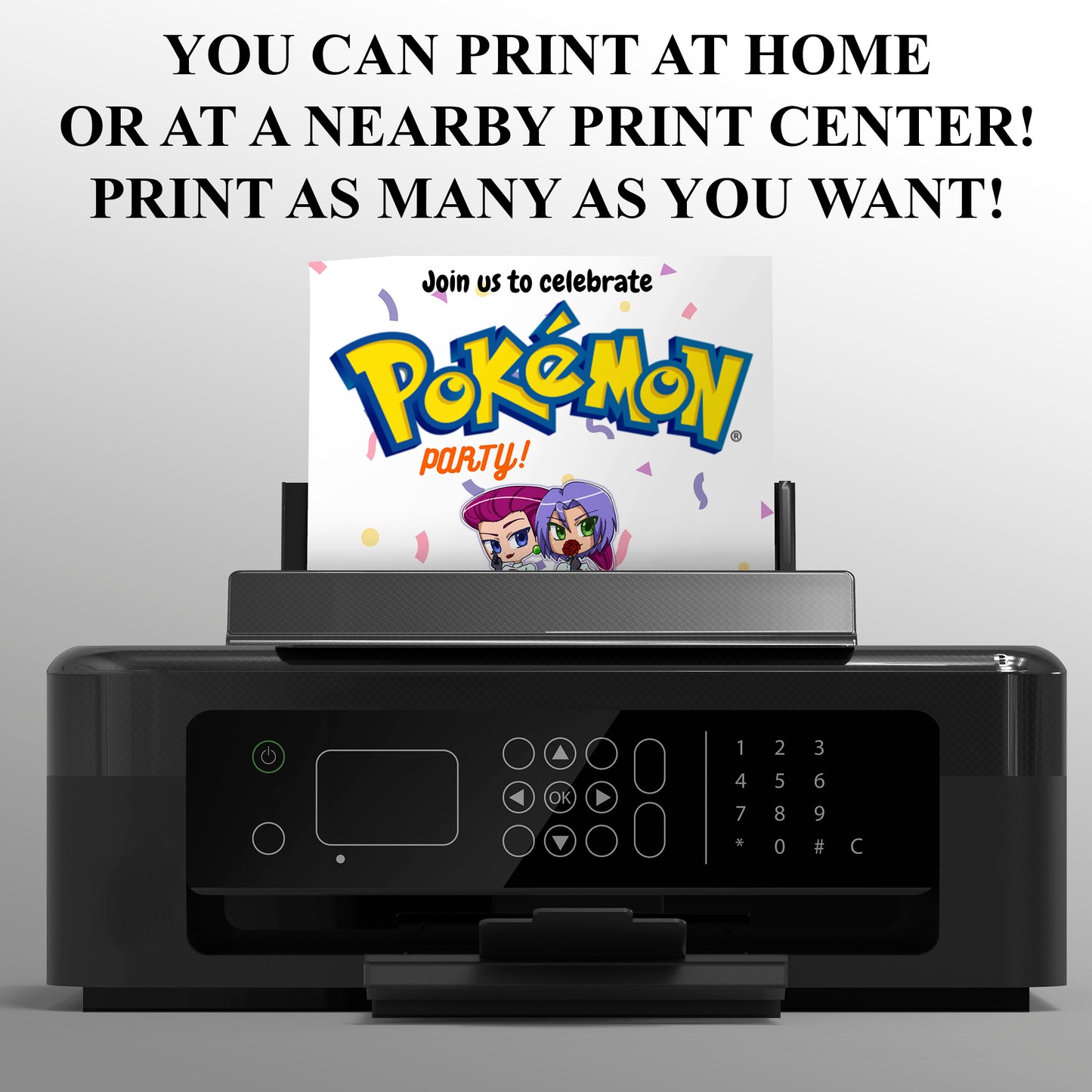 Jessie and James Pokemon Birthday Party Invitation Template | Pikachu Invite - CreativeRino