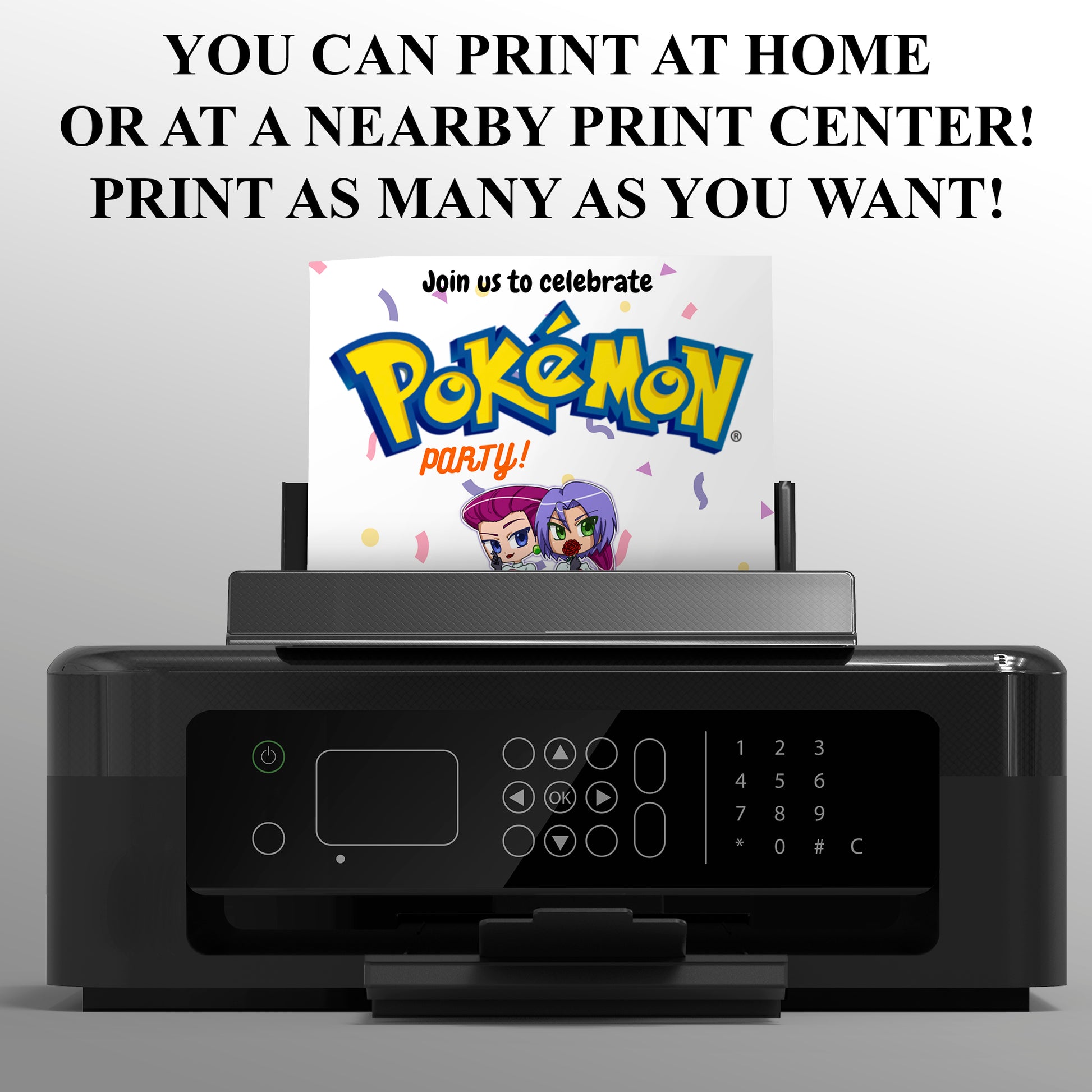 Jessie and James Pokemon Birthday Party Invitation Template | Pikachu Invite - CreativeRino