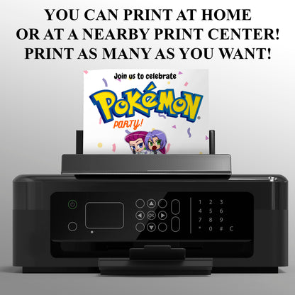 Jessie and James Pokemon Birthday Party Invitation Template | Pikachu Invite - CreativeRino