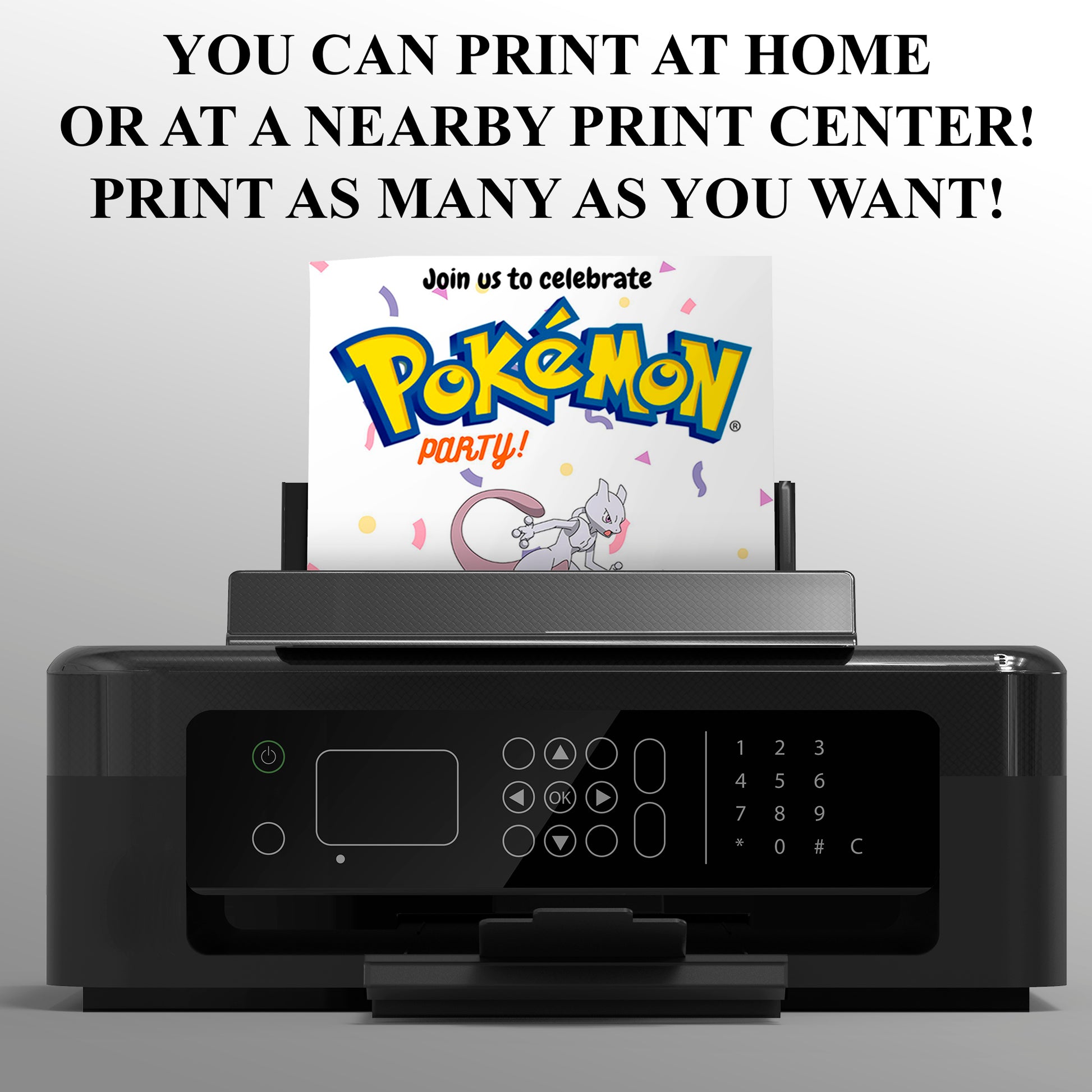 Mewtwo Birthday Invitation Template | Pokemon Invite - CreativeRino
