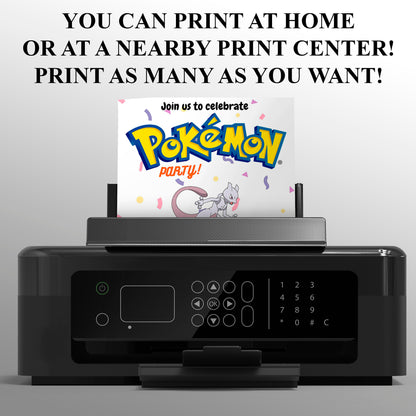 Mewtwo Birthday Invitation Template | Pokemon Invite - CreativeRino