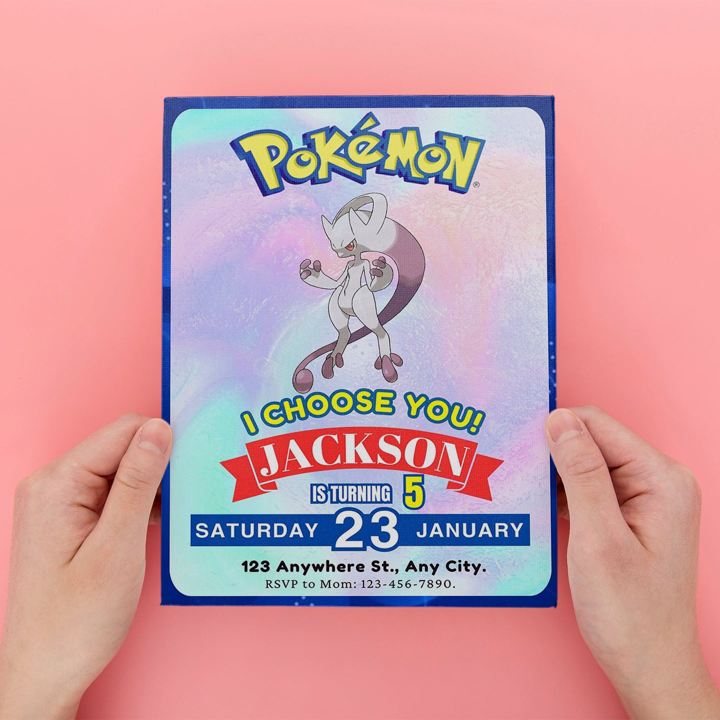 Mewtwo Invitation Template | Pokemon Birthday Invite - CreativeRino