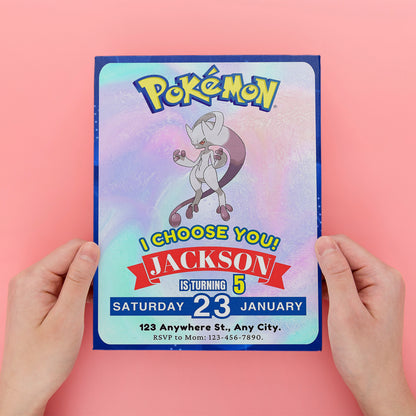 Mewtwo Invitation Template | Pokemon Birthday Invite - CreativeRino