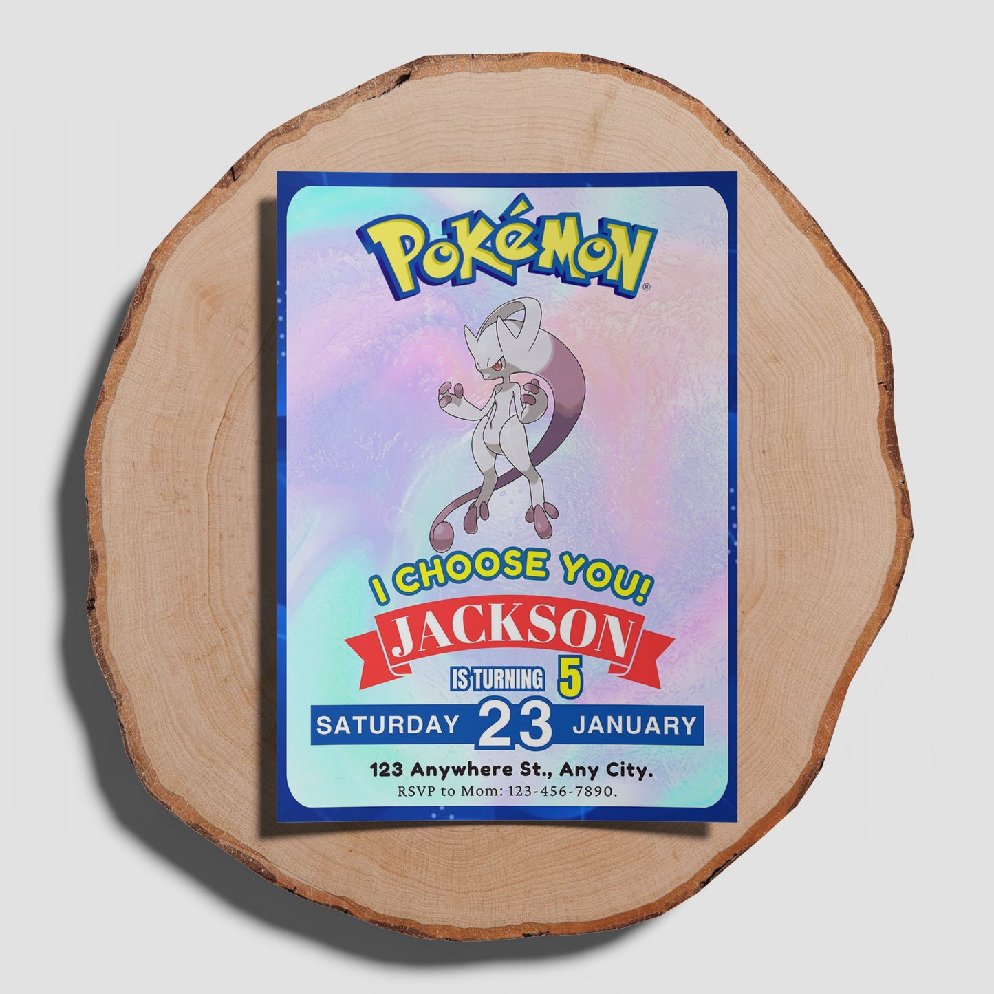 Mewtwo Invitation Template | Pokemon Birthday Invite - CreativeRino