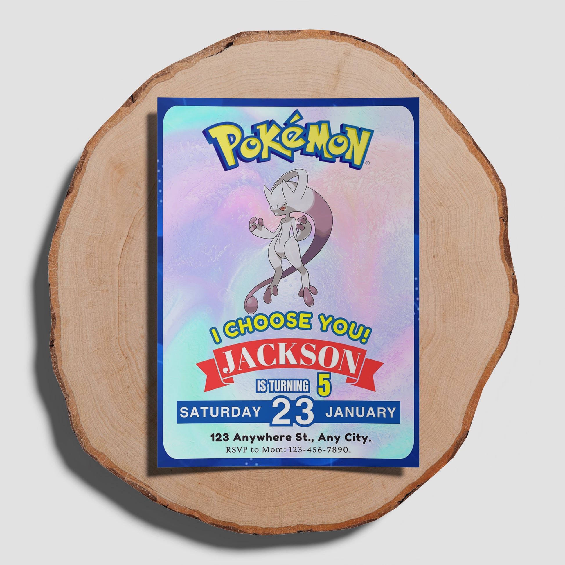 Mewtwo Invitation Template | Pokemon Birthday Invite - CreativeRino