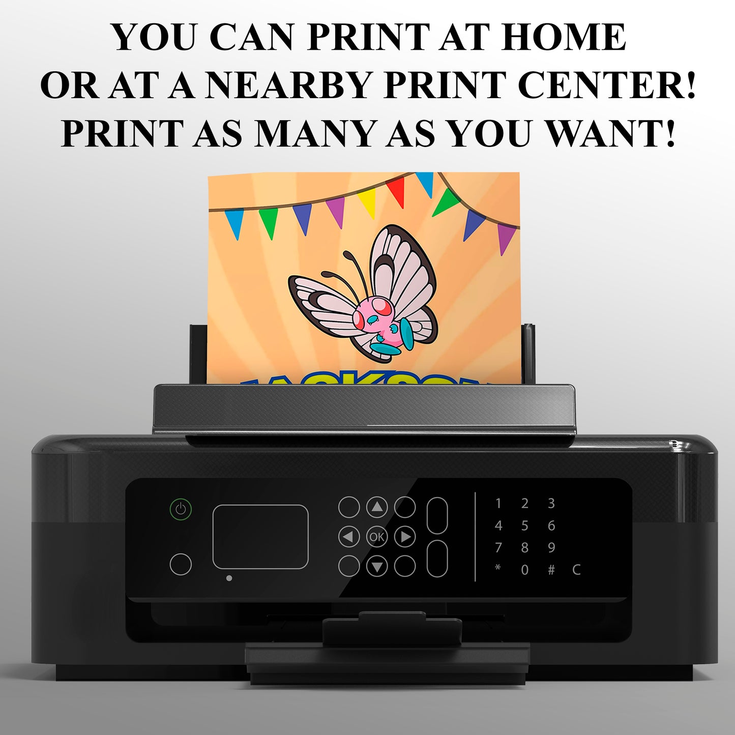 Butterfree Pokemon Birthday Party Invitation Template - CreativeRino