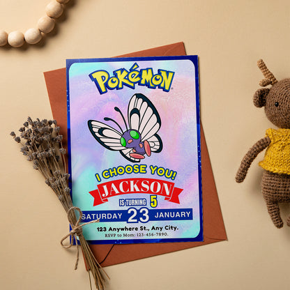 Butterfree Invitation Template | Pokemon Birthday Invite - CreativeRino
