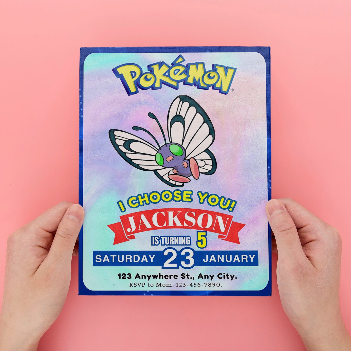 Butterfree Invitation Template | Pokemon Birthday Invite - CreativeRino