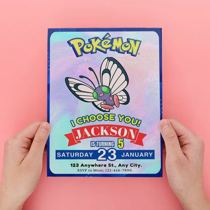 Butterfree Invitation Template | Pokemon Birthday Invite - CreativeRino