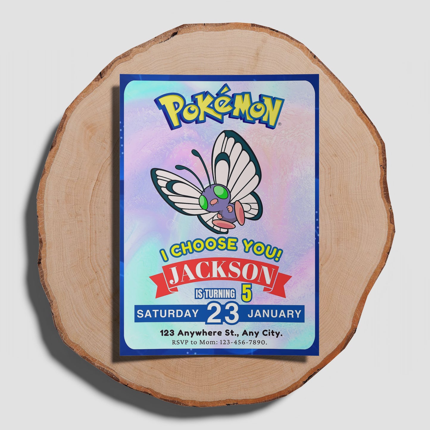 Butterfree Invitation Template | Pokemon Birthday Invite - CreativeRino