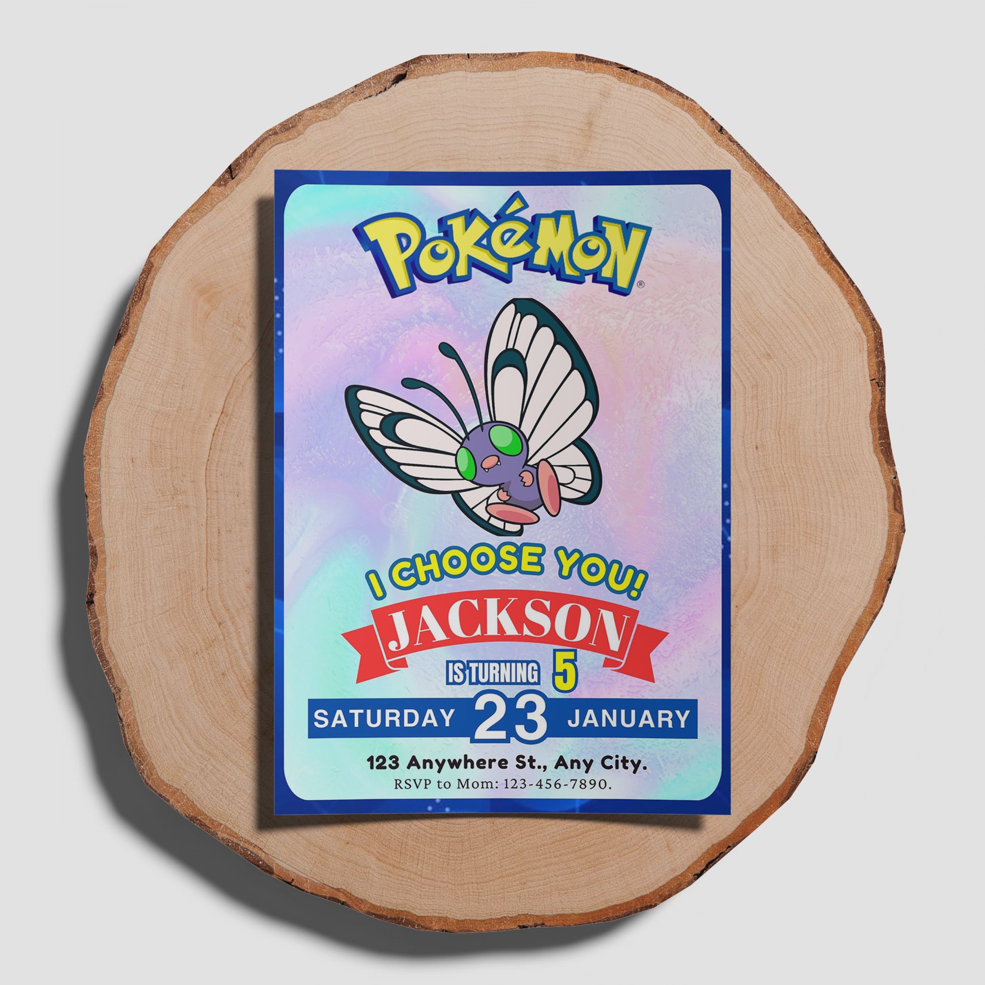 Butterfree Invitation Template | Pokemon Birthday Invite - CreativeRino