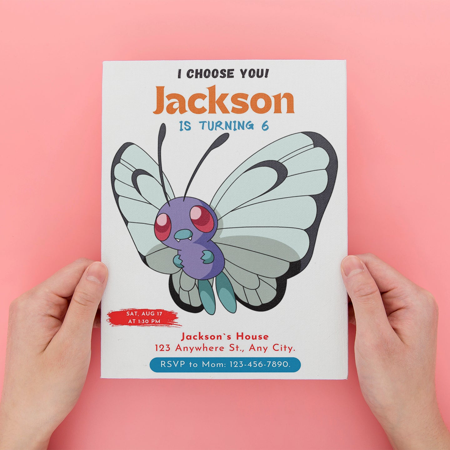 Butterfree Birthday Party Invitation Template | Pokemon Invite - CreativeRino