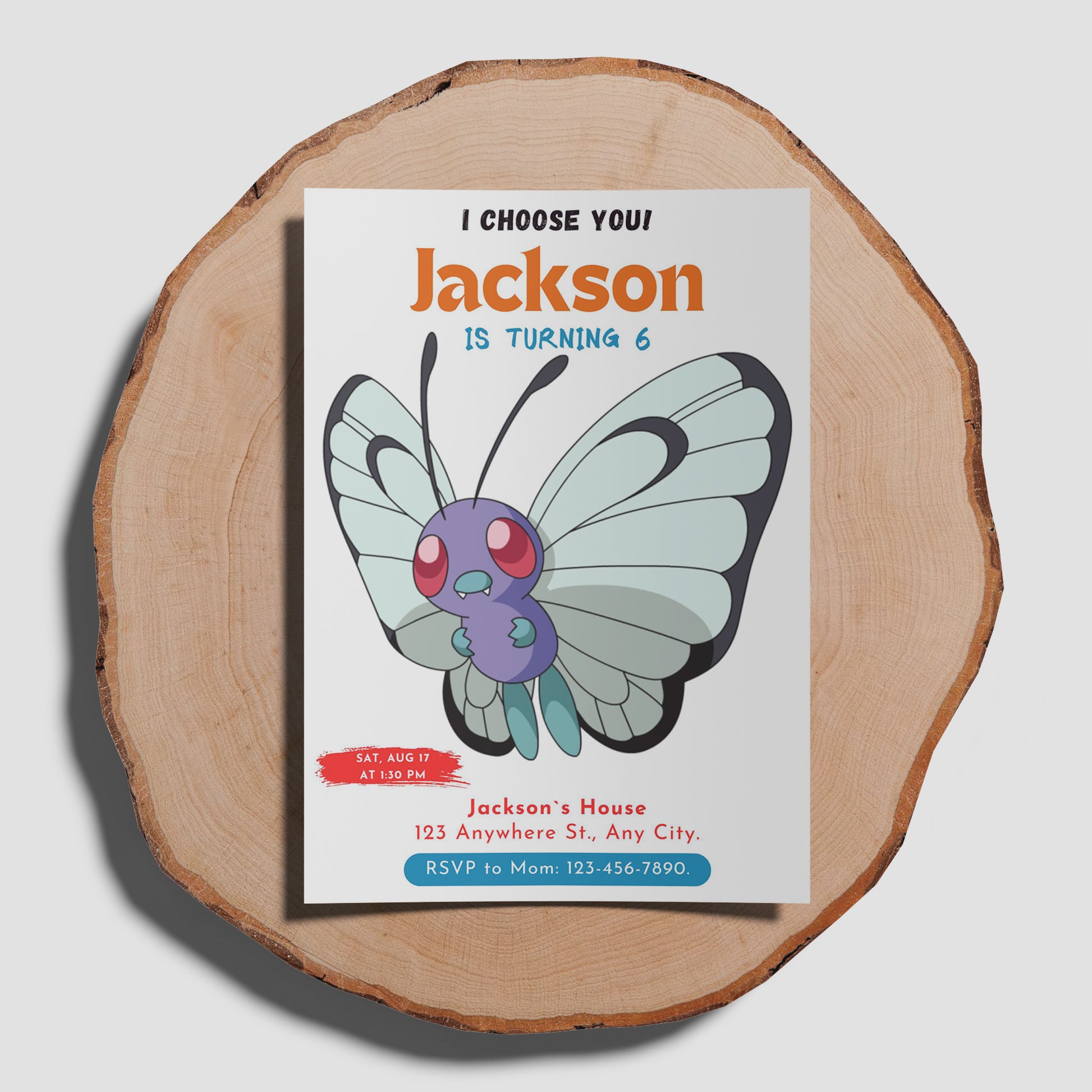Butterfree Birthday Party Invitation Template | Pokemon Invite - CreativeRino