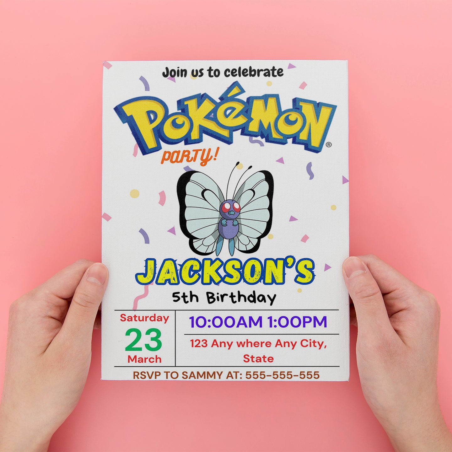 Butterfree Birthday Invitation Template | Pokemon Invite - CreativeRino