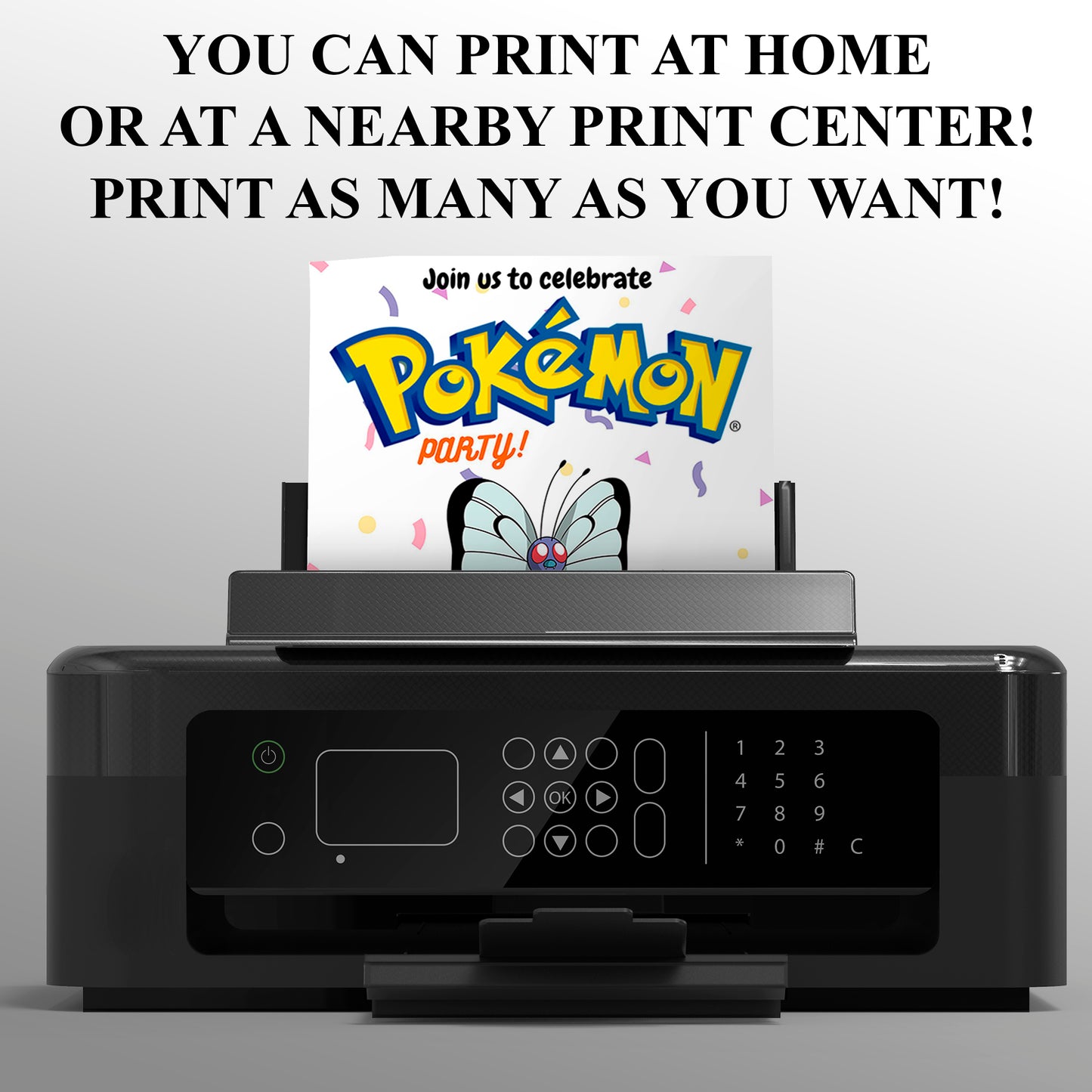 Butterfree Birthday Invitation Template | Pokemon Invite - CreativeRino