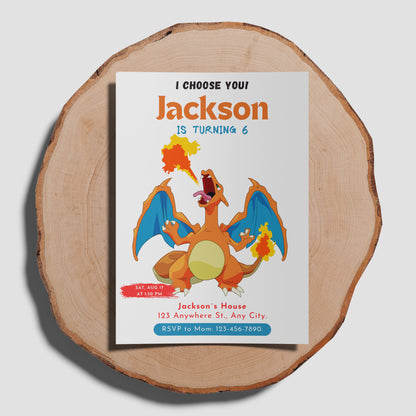 Charizard Birthday Party Invitation Template | Pokemon Invite - CreativeRino