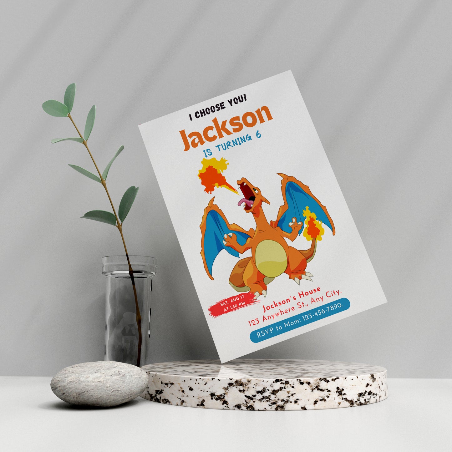 Charizard Birthday Party Invitation Template | Pokemon Invite - CreativeRino