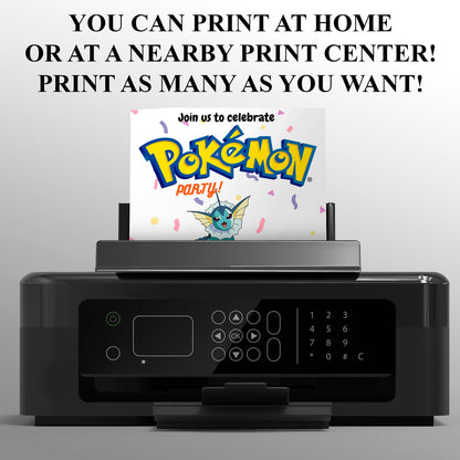 Vaporeon Birthday Invitation Template | Pokemon Invite - CreativeRino