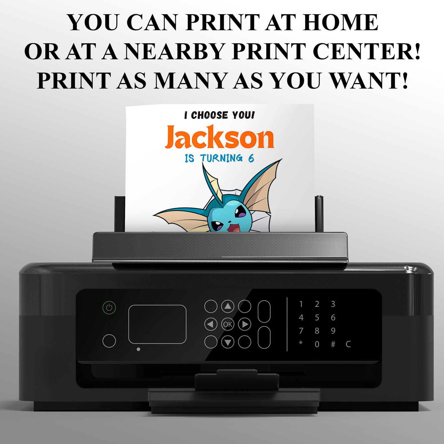 Vaporeon Birthday Party Invitation Template | Pokemon Invite - CreativeRino