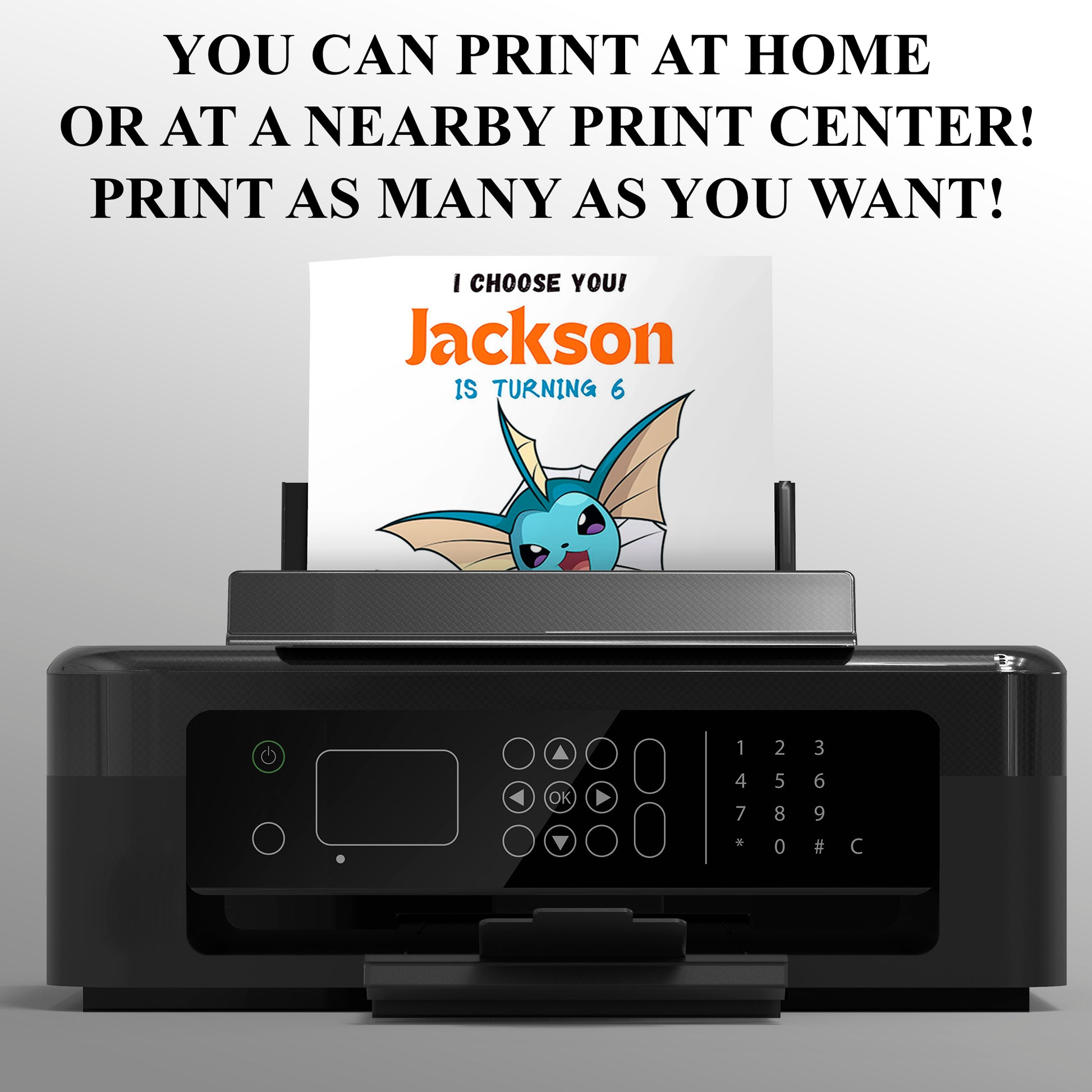 Vaporeon Birthday Party Invitation Template | Pokemon Invite - CreativeRino