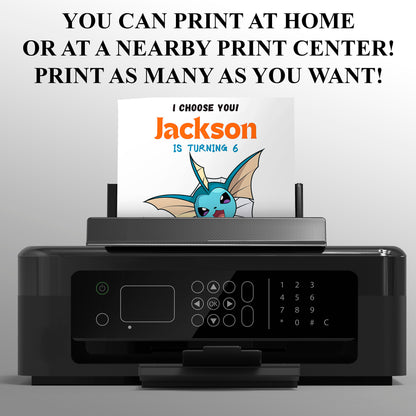 Vaporeon Birthday Party Invitation Template | Pokemon Invite - CreativeRino