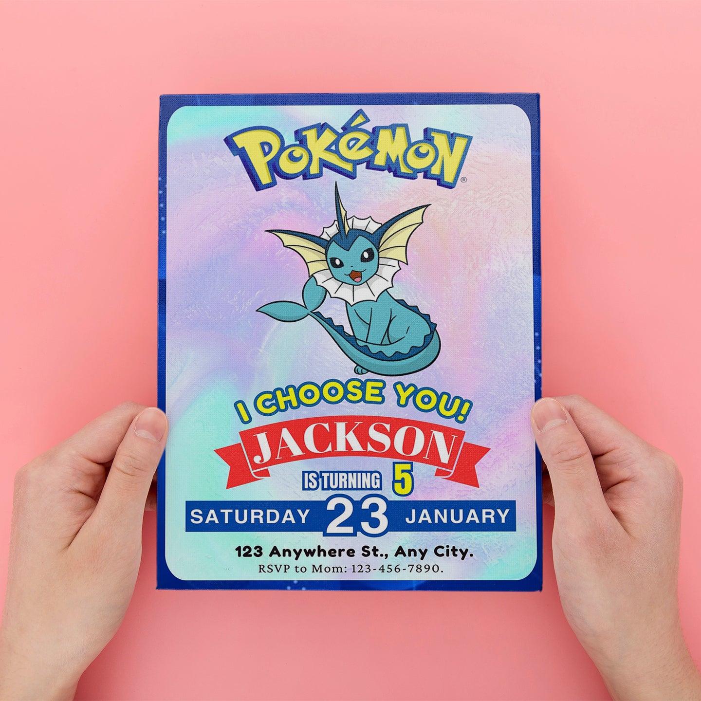 Vaporeon Invitation Template | Pokemon Birthday Invite - CreativeRino