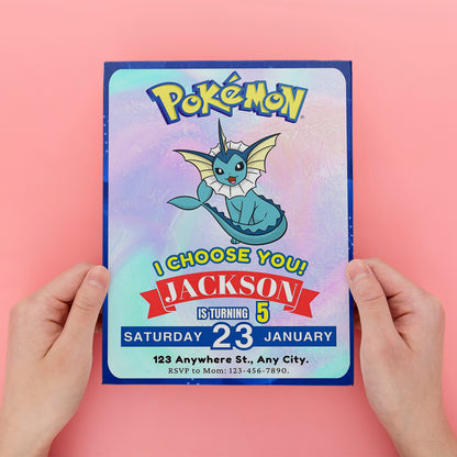 Vaporeon Invitation Template | Pokemon Birthday Invite - CreativeRino