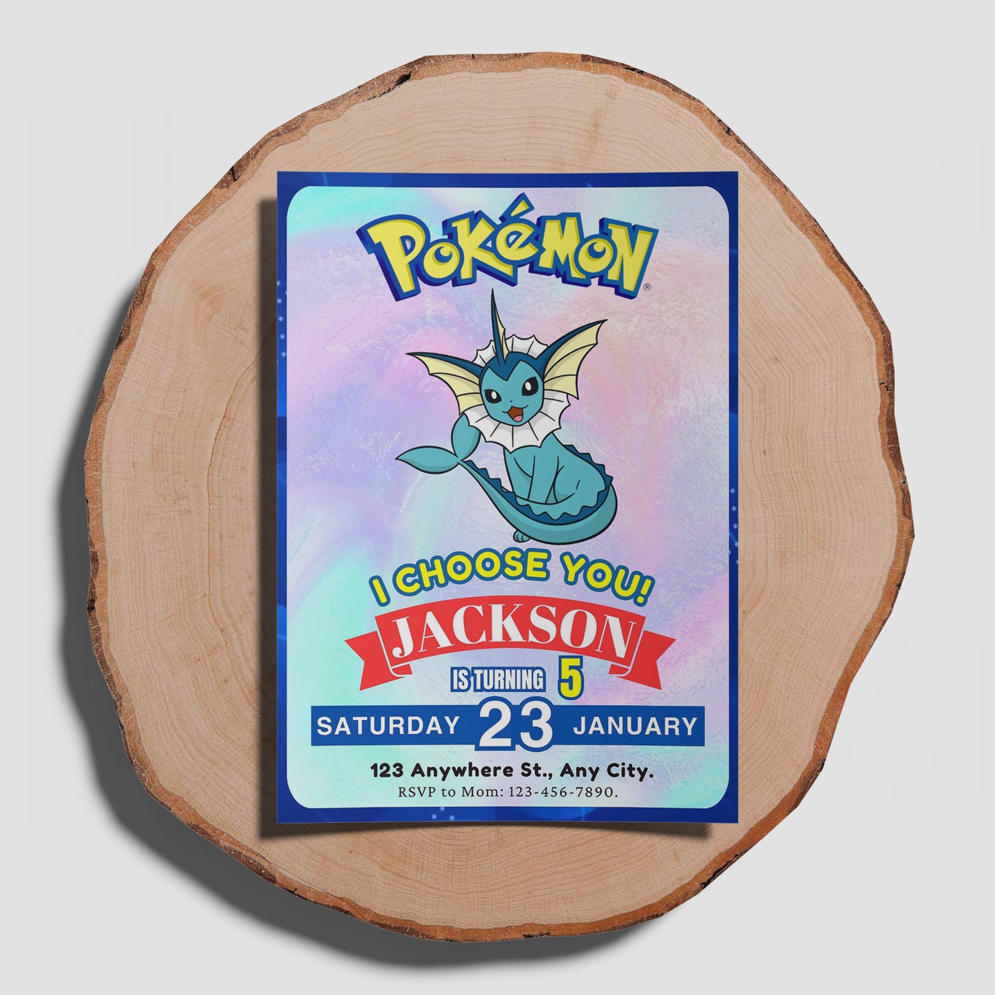 Vaporeon Invitation Template | Pokemon Birthday Invite - CreativeRino