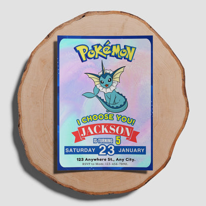 Vaporeon Invitation Template | Pokemon Birthday Invite - CreativeRino