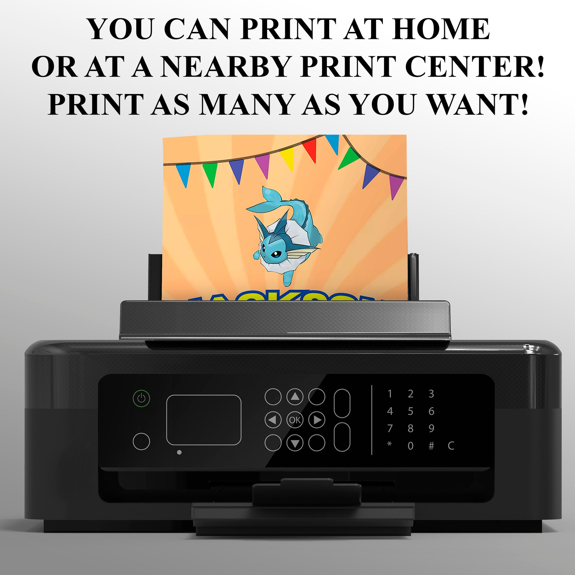 Vaporeon Pokemon Birthday Party Invitation Template - CreativeRino