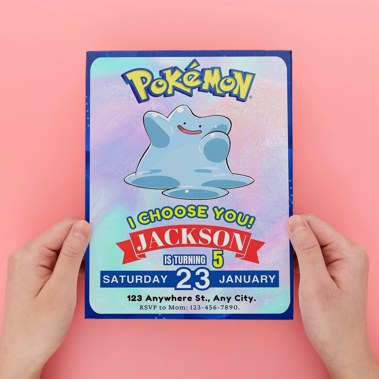 Ditto Invitation Template | Pokemon Birthday Invite - CreativeRino